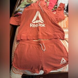 Reebok Coral/Orange Hoodie and Shorts Set